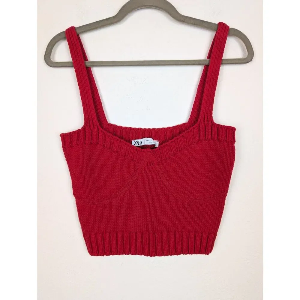 Zara Crop Top Bralette Sweetheart Valentine's Day Bold Retro Sexy Red Size M